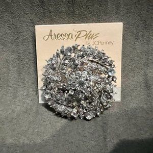 Faux Diamond And Silver Aressa Plus Brooch